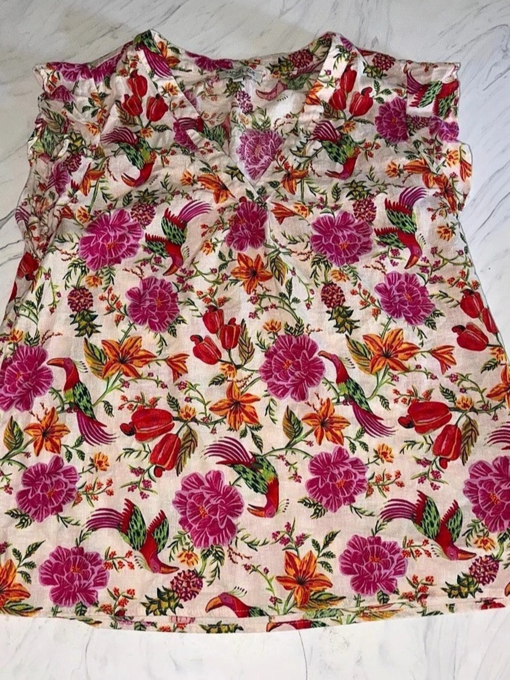 Rachel Zoe Floral Sleeveless Blouse in Pink & Green Size XL Like New